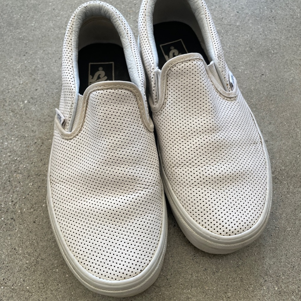 Vans White Perforated Slip-On Flats